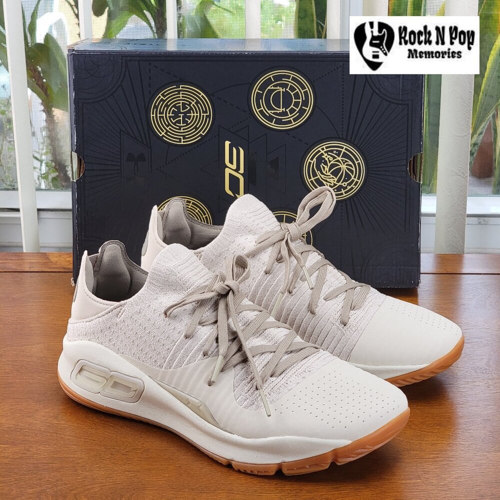 Under Armour Boys UA GS Curry 4 Basketball Shoes 3020739-103 Beige SZ 6.5Y - 7Y